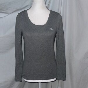 Classic Gray Long Sleeve Tee Lauren Ralph Lauren size small